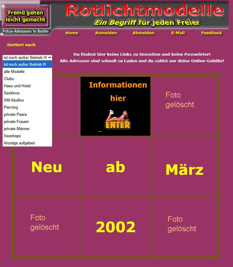 So sah die Website 2002 aus